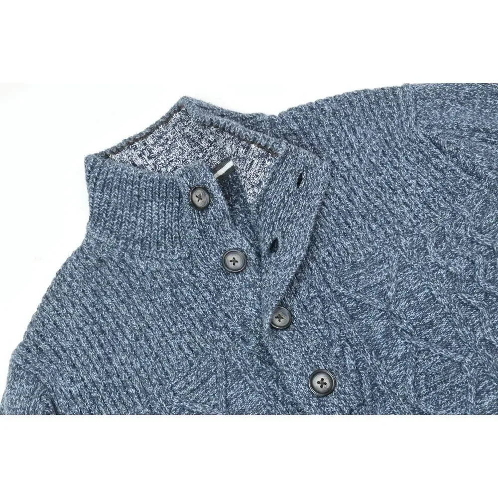 Carbon 2 Cobalt Cableknit Sweater Mens Large Blue Cotton Long Sleeve Pullover